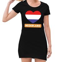 Zwart Nederland met rood wit blauw hart jurk dames - thumbnail