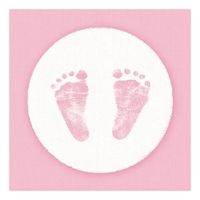 20 stuks Servetten baby voetjes print meisje roze/wit 3-laags   -