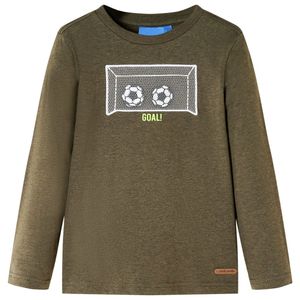 Kindershirt met lange mouwen doelprint 140 gemleerd kakikleur