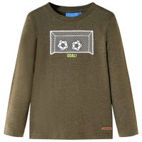 Kindershirt met lange mouwen doelprint 140 gemleerd kakikleur