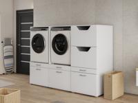 Kast WASHING 2 machines naast elkaar met kast voor wasgoed MEDIUM wit