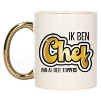 Cadeau koffie/thee mok voor chef - gouden oor - ik ben Chef - keramiek - 300 ml