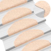 VidaXL Trapmatten zelfklevend 15 stuks 65x21x4 cm crème halfrond groot