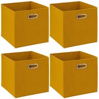 Set van 4x opbergmand 29 liter geel linnen 31 x 31 x 31 cm