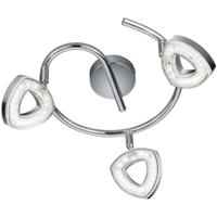 LED Plafondspot 12W 3000K Warm Wit. 3-Lichts. Rond. Mat Chroom. Aluminium