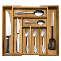 Ruhhy besteklade bamboe - 45 x 33/50 x 5 cm - organizer - bestekbak - keuken