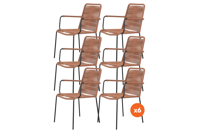 Set van 6 - Denver Rope stapelbare stoel - Terracotta