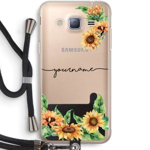 Zonnebloemen: Samsung Galaxy J3 (2016) Transparant Hoesje met koord