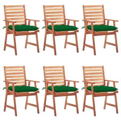 Tuinstoelen 6 st met kussens massief acaciahout