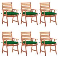 Tuinstoelen 6 st met kussens massief acaciahout
