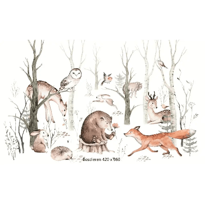 Designed4Kids wandvullend behang kinderkamer dieren in het bos-420 x 260 cm