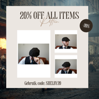 Archie Cap | Zwart | 8-panelen | 100% Wol Twill | Peaky Blinders