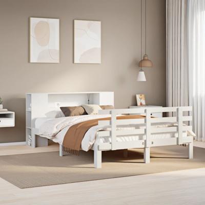 Bed met boekenkast zonder matras grenenhout wit 120x190 cm
