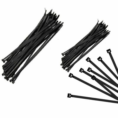 Kabelbinders/tie-wraps pakket zwart 300x stuks in 3 verschillende formaten