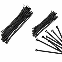 Kabelbinders/tie-wraps pakket zwart 300x stuks in 3 verschillende formaten