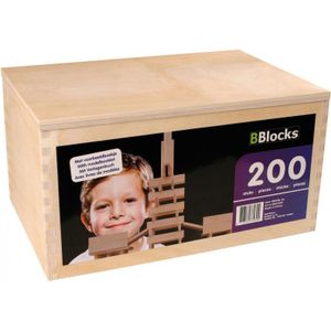 bouwplankjes in houten kist, 200 stuks