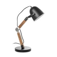 Artdelight Landelijke bureaulamp Cooper zwart met hout TL COOPER ZW