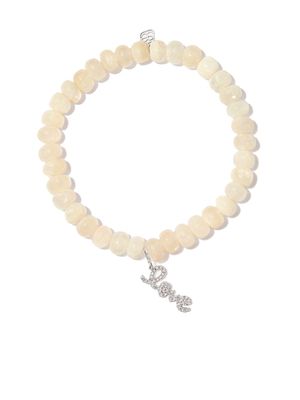 Sydney Evan bracelet Love Script en or 14ct orné de diamants et de pierre de lune - Argent