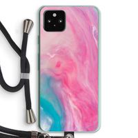Roze explosie: Pixel 5a 5G Transparant Hoesje met koord