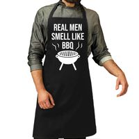 Real men smell like barbecue / bbq schort zwart voor heren   - - thumbnail