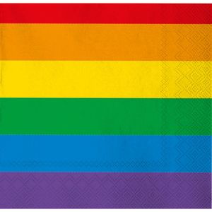 80x Regenboog thema Gay Pride versiering papieren wegwerp servetten 33 x 33 cm   -