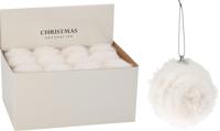 Kerstbal 80 mm kunst bont wit Nampook - Nampook