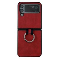 Samsung Galaxy Z Flip4 Gecoat Hoesje met Metalen Ring - Rood