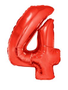 Folieballon Rood Cijfer &apos;4&apos; Groot