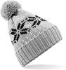 Beechfield CB456 Fair Isle Snowstar® Beanie - Light Grey/Black/Off White - One Size - thumbnail