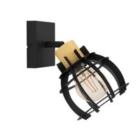 Eglo WandlampjeStillington 1 zwart met hout - 43926