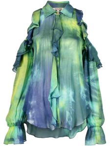 Roberto Cavalli blouse tie dye à épaules dénudées - Vert