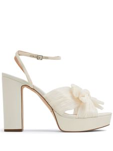 Loeffler Randall sandales plissées Natalia 100 mm à nœud - Blanc