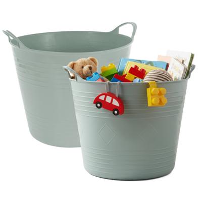 Storage solutions opbergmand - 2x - groen - 27 l - kunststof - 42 x 40 x 35 cm - met handvatten Storage solutions opbergmand - 2x - groen - 27 l - kunststof - 42 x 40 x 35 cm - met handvatten