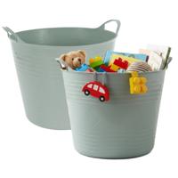 Storage solutions opbergmand - 2x - groen - 27 l - kunststof - 42 x 40 x 35 cm - met handvatten