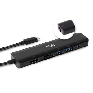 CLUB3D USB type C 7in1 Hub HDMI 4K60Hz SD TF Card slot 2x USB Type A USB Type C oplaad mogelijkheid tot max.100W (ook geschikt voor Apple M1 en Thunderbolt 3)