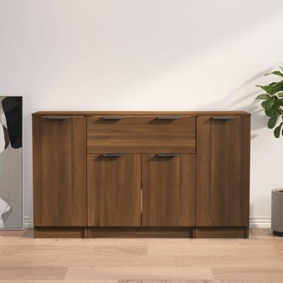 Dressoirs 3 st bewerkt hout bruin eikenkleur