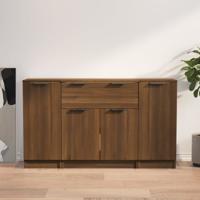 Dressoirs 3 st bewerkt hout bruin eikenkleur