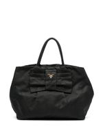 Prada Pre-Owned 1990s logo-lettering bow-detail handbag - Noir - thumbnail