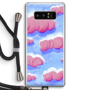 Roze wolken met vogels: Samsung Galaxy Note 8 Transparant Hoesje met koord