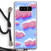 Roze wolken met vogels: Samsung Galaxy Note 8 Transparant Hoesje met koord