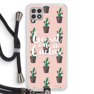 Cactus quote: Samsung Galaxy A22 4G Transparant Hoesje met koord