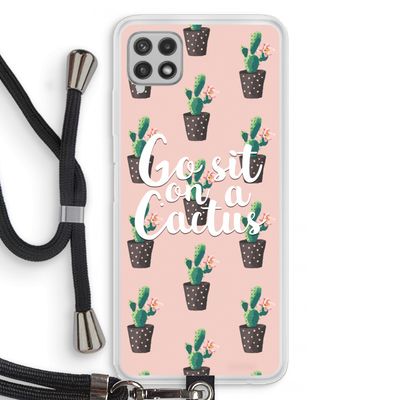 Cactus quote: Samsung Galaxy A22 4G Transparant Hoesje met koord