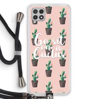 Cactus quote: Samsung Galaxy A22 4G Transparant Hoesje met koord