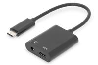 Digitus Audio Adapterkabel [1x USB-C stekker - 2x USB-C bus, Jackplug female 3,5 mm] AK-300400-002-S Afgeschermd, Afgeschermd (dubbel)
