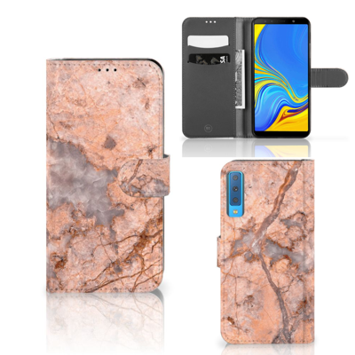 Samsung Galaxy A7 (2018) | Bookcase | Marmer Oranje
