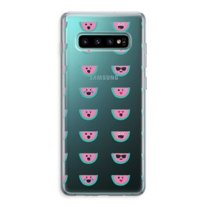 Smiley watermeloenprint: Samsung Galaxy S10 Plus Transparant Hoesje