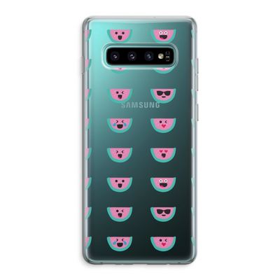 Smiley watermeloenprint: Samsung Galaxy S10 Plus Transparant Hoesje