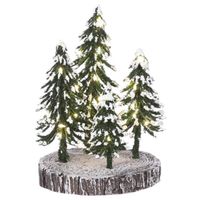 Luville - - 4 Snowy trees on base with warm white light battery operated - thumbnail