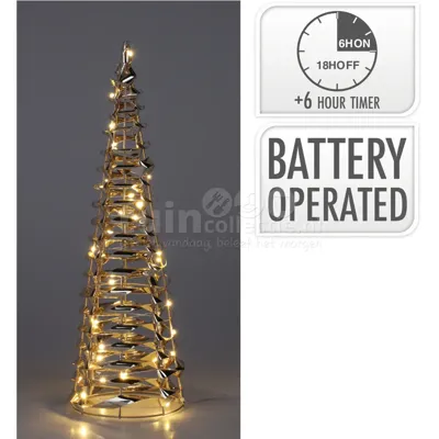 Kerstdecoratie Kegel Goud LED 40cm