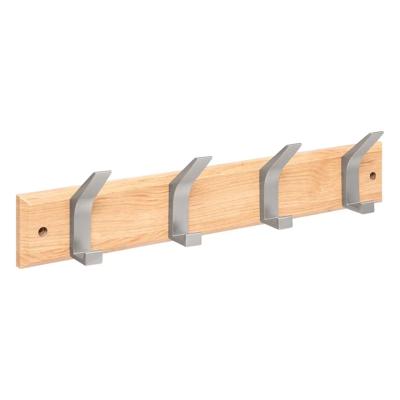 5Five Kapstok - 4 ophang haken - RVS - naturel/zilver - 45 x 10 cm - wandkapstok